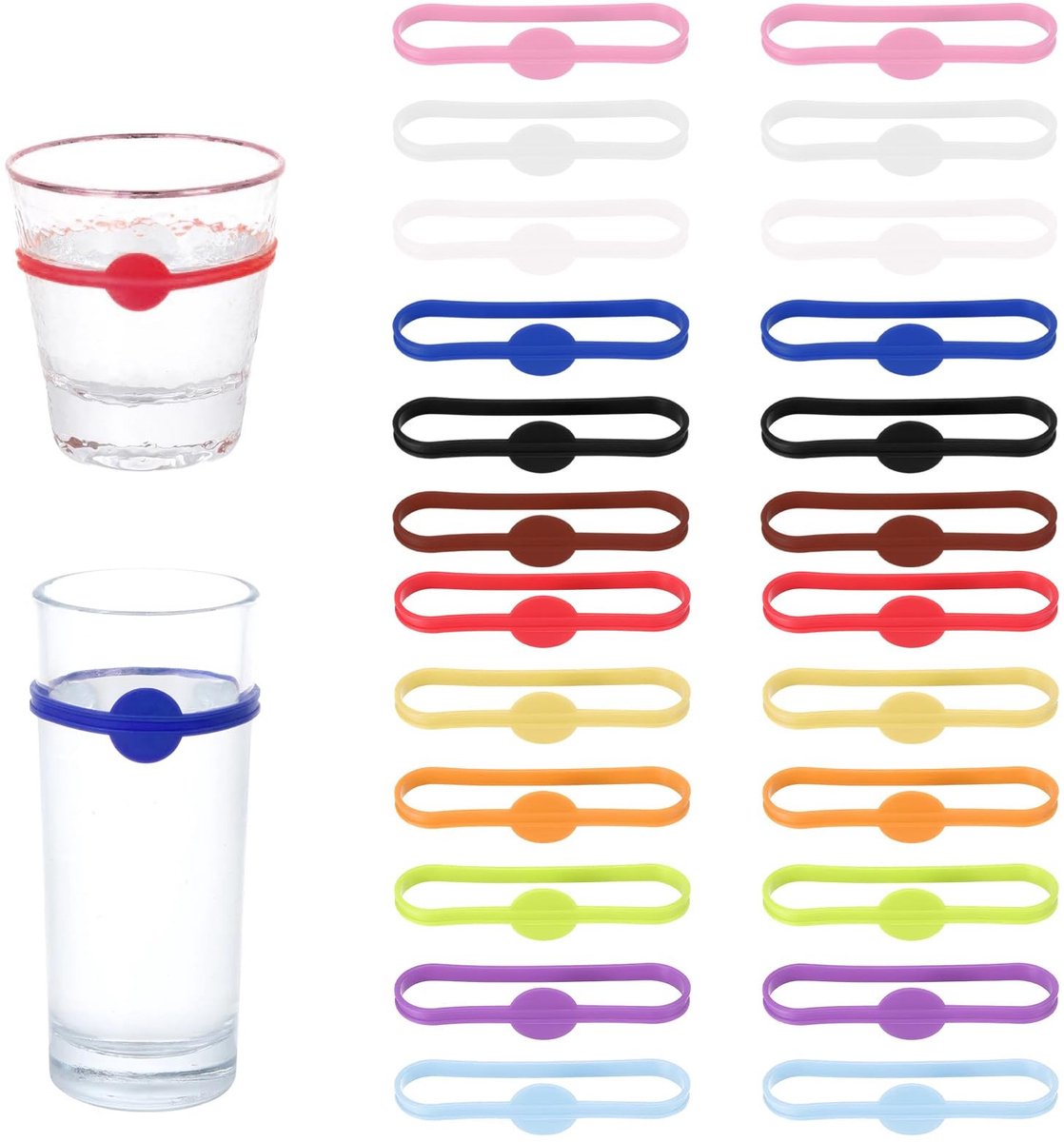 Solidchoice - Set van 24 Herbruikbare Siliconen Glazen Markeringsstickers