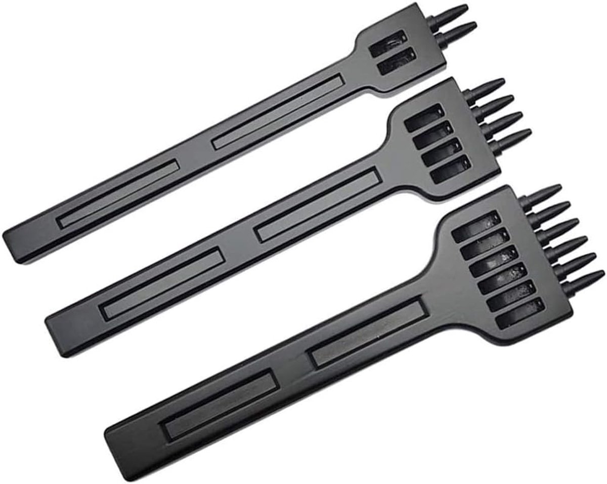 Gereedschapsset Perforator, 3 Stuks Leerponsen, Doe-het-zelf Leer Gaten, DIY Handwerk, Metaal, 2/4/6 Pins, voor Riem, Leer (4 MM)