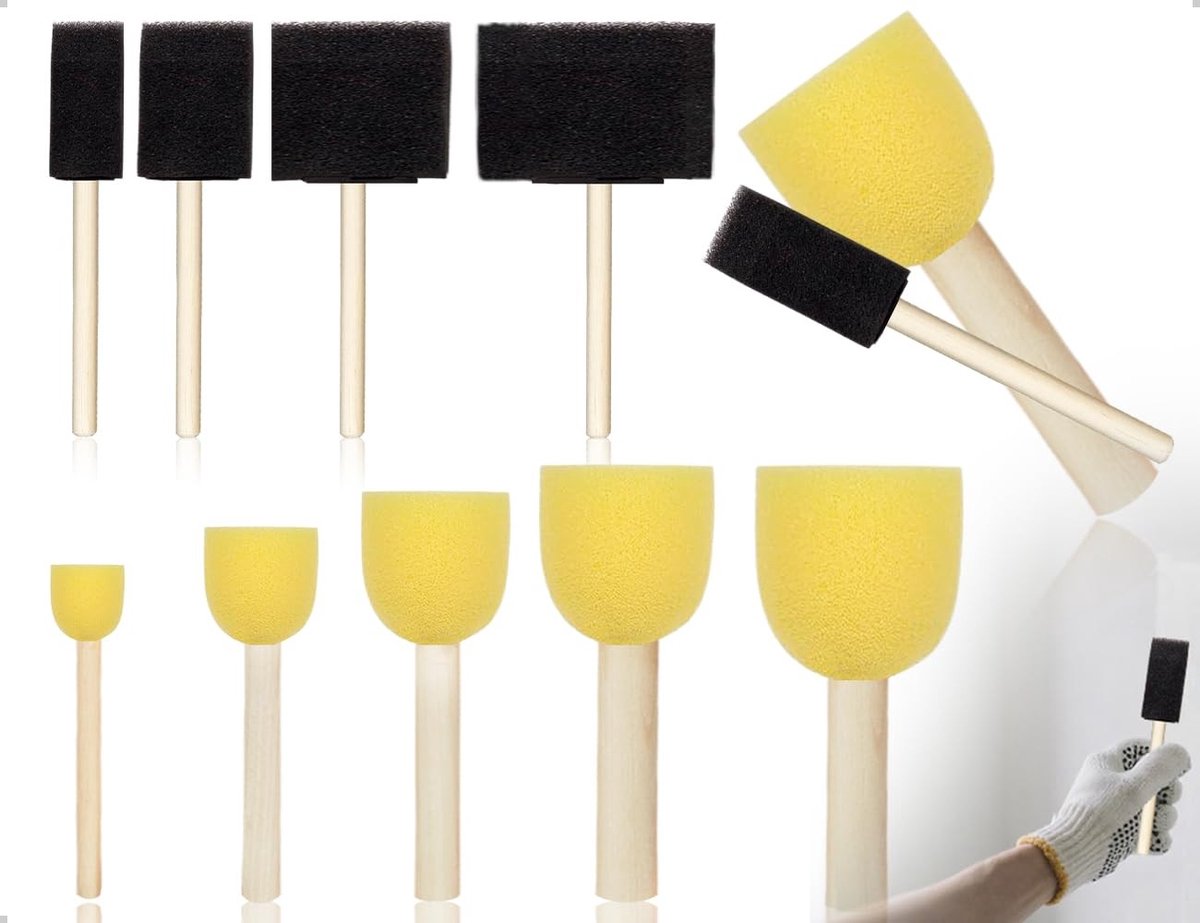Solidchoice - 9 Stuks Sponskwasten - Schilderbenodigdheden voor Kinderen