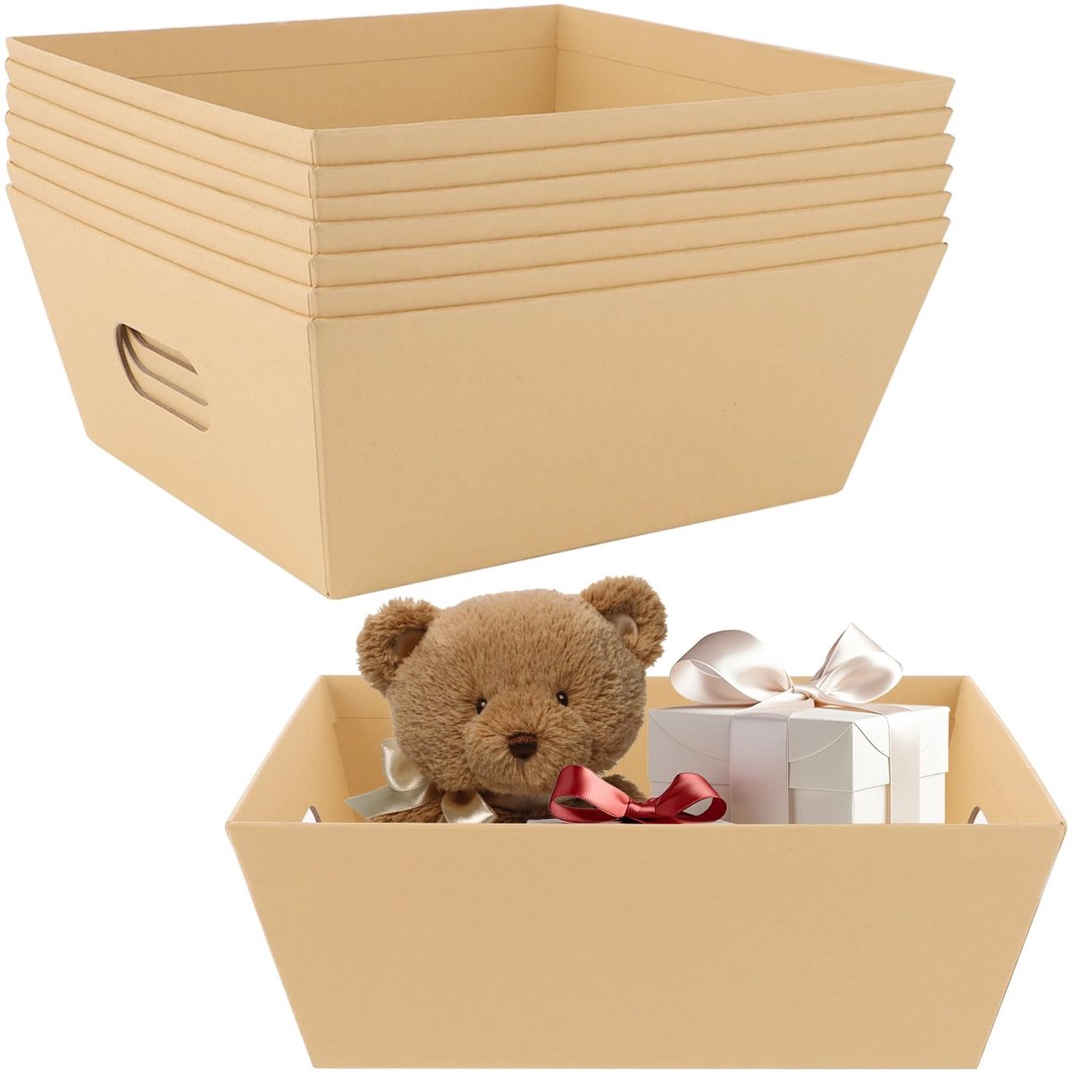 Solidchoice - Set van 8 Lege Kartonnen Cadeaubaskets met Handvatten