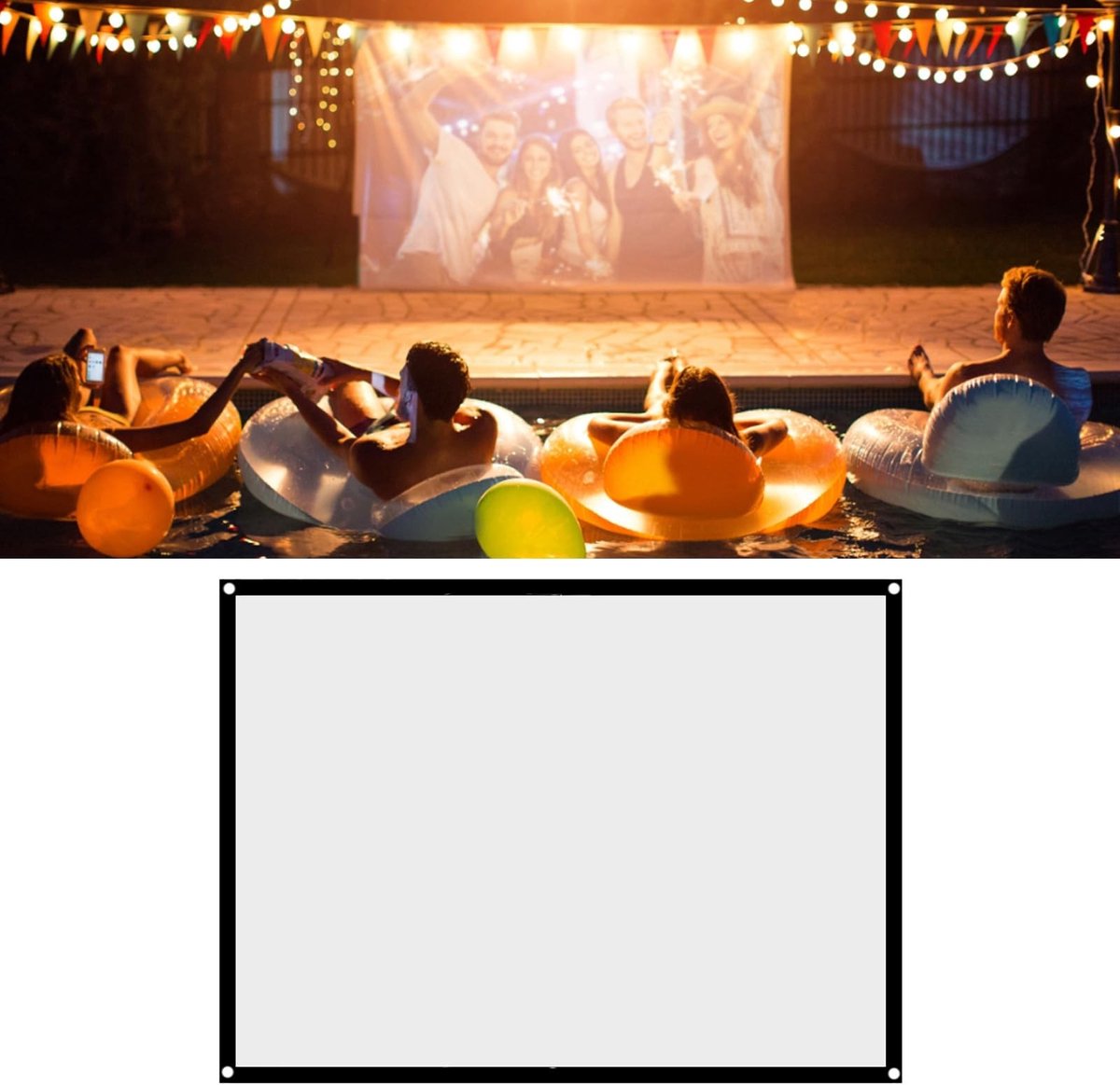 Solidchoice - Opvouwbaar Projectiescherm 16:9, Draagbaar voor Buiten en Binnen (72 inch)