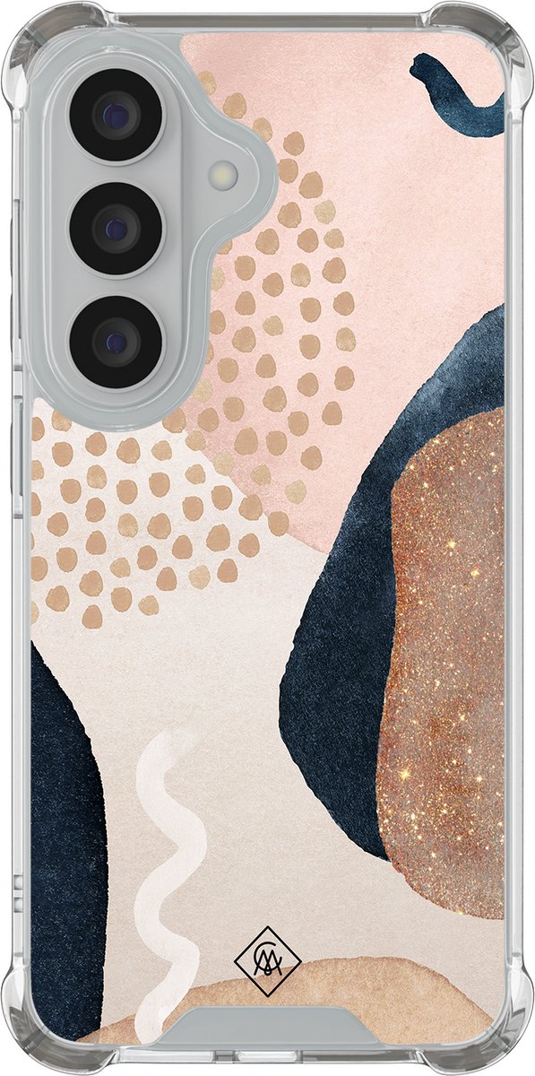 Casimoda® hoesje - Geschikt voor Samsung Galaxy S26 Plus - Abstract Dots - Shockproof case - Extra sterk - TPU/polycarbonaat - Bruin/beige, Transparant