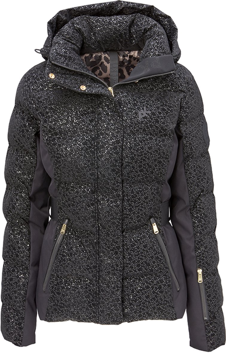 PK International - Salvina - Winterjas - Halflang - Waterdicht - Winddicht - Afneembare capuchon - All Over Onyx - Zwart - XXL/44