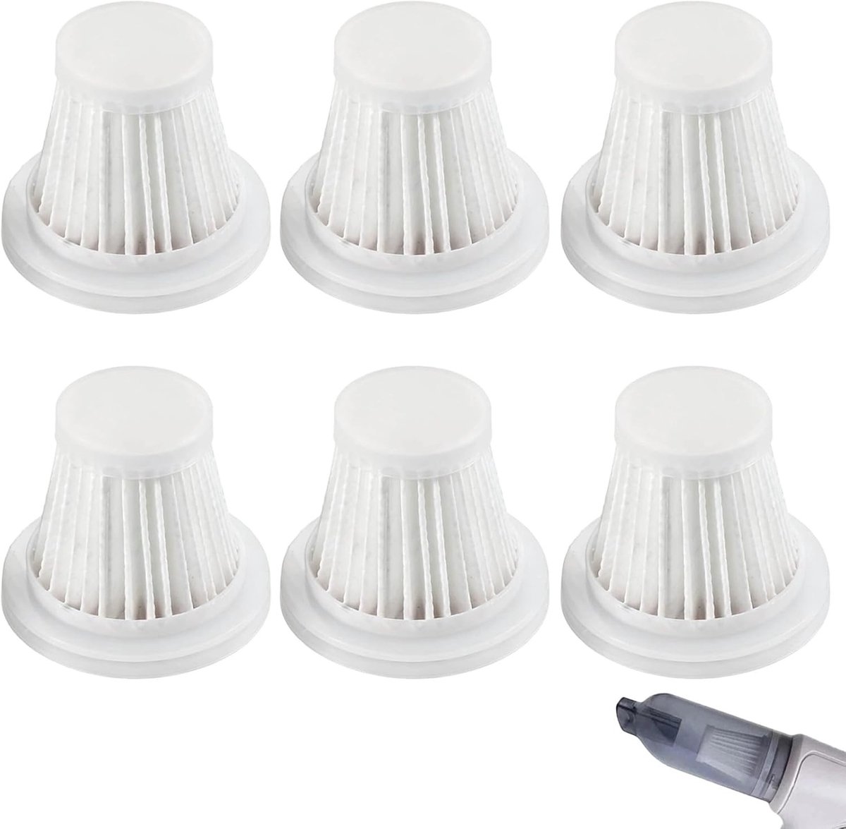 Vervangingsfilters voor HEPA-filter - Wit - 1 x 1 x 1 cm - Wasbaar en Duurzaam - Voor Draadloze Mini-Handstofzuigers