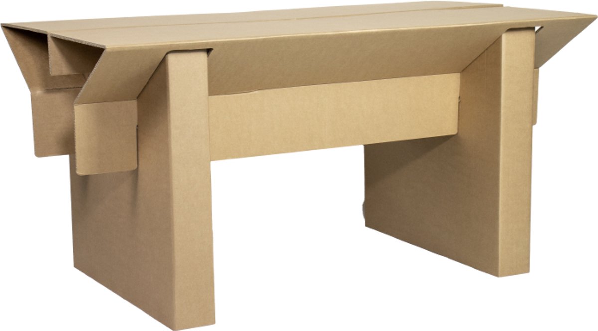 Kartent Kartonnen pop-up tafel - 134 x 80 x 68 cm - Kartent Bruin