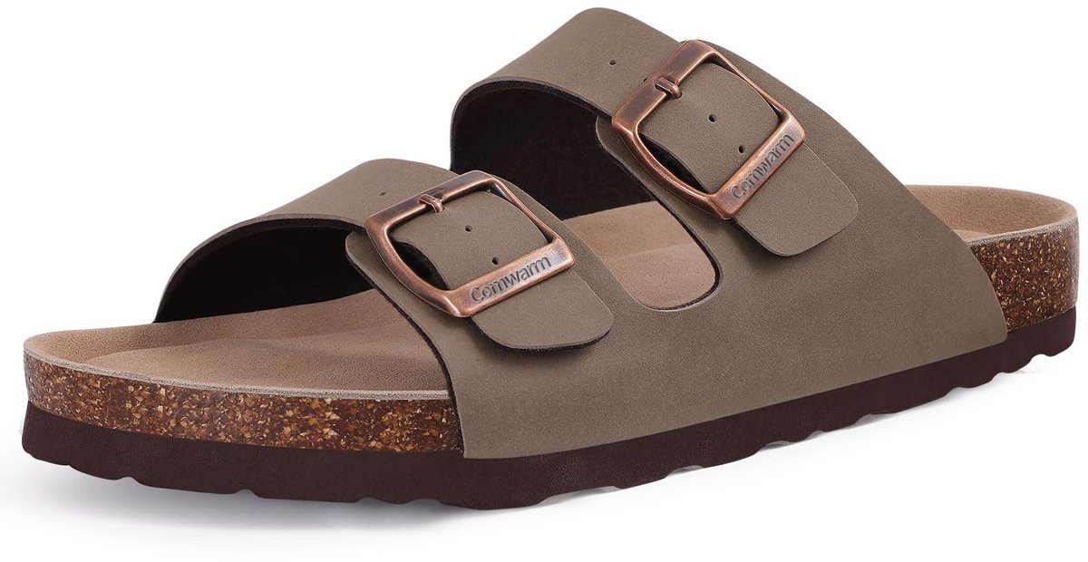 Homaxy -Unisex Sandalen- PVC Dames Slippers- Houten Clogs - Damesslippers met kurken voetbed - Bruin-43 - Geschikt voor een voetlengte van 27cm