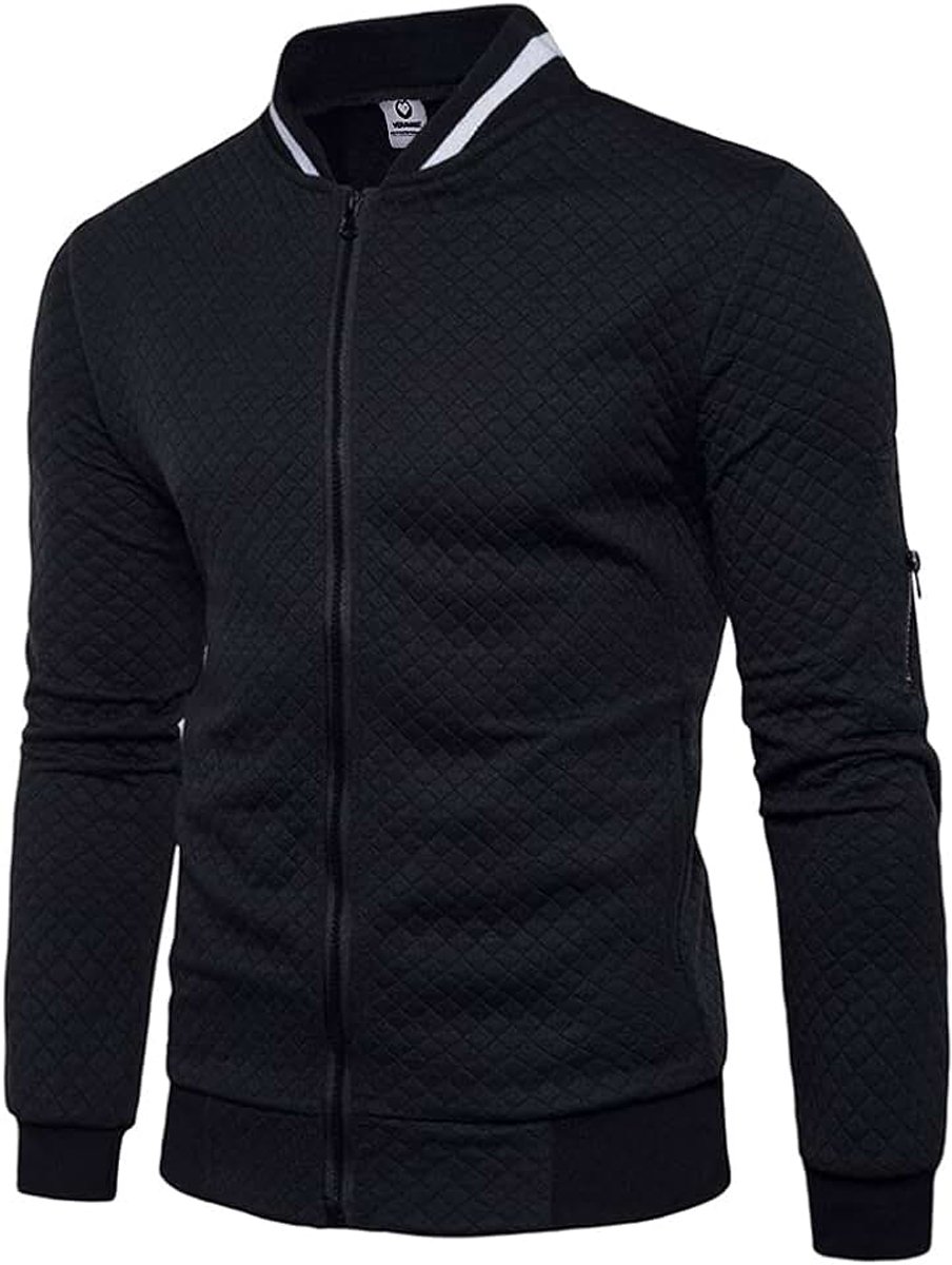Sweatshirt, heren, lange mouwen, truien, effen kleur, ritssluiting, bomberjack, sportjack - - Medium