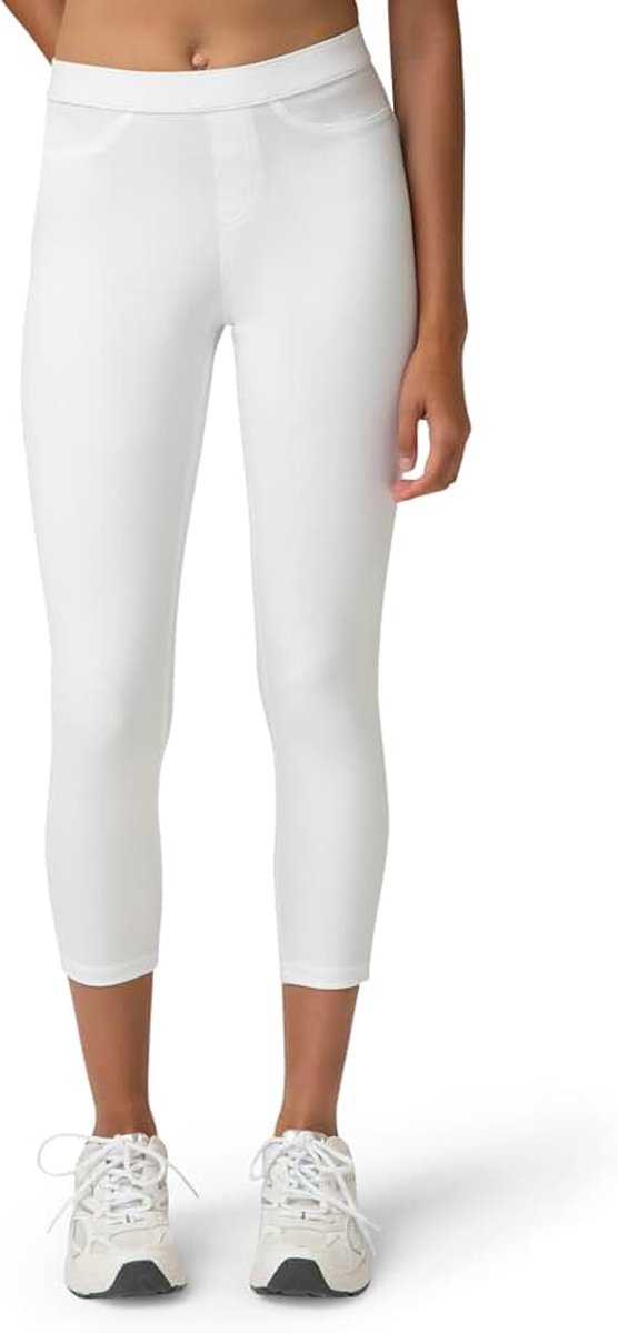 Nonsense Women's Plus Classic Denim Capri Leggings with Pockets, White, 3X