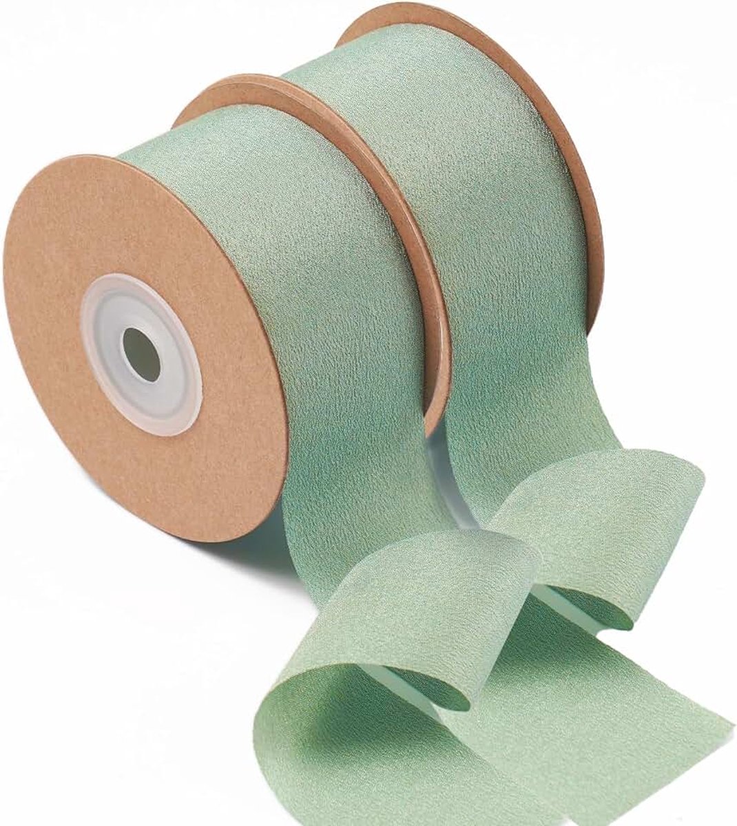 Chiffon Zijden Satijnen Lint 3.8cm x 46m Linten voor Cadeauverpakkingen knutselen Bruiloft boeket Vakantie Kerstmis Verjaardag Decoratie Silk Satin Ribbon - Eucalyptus Groen