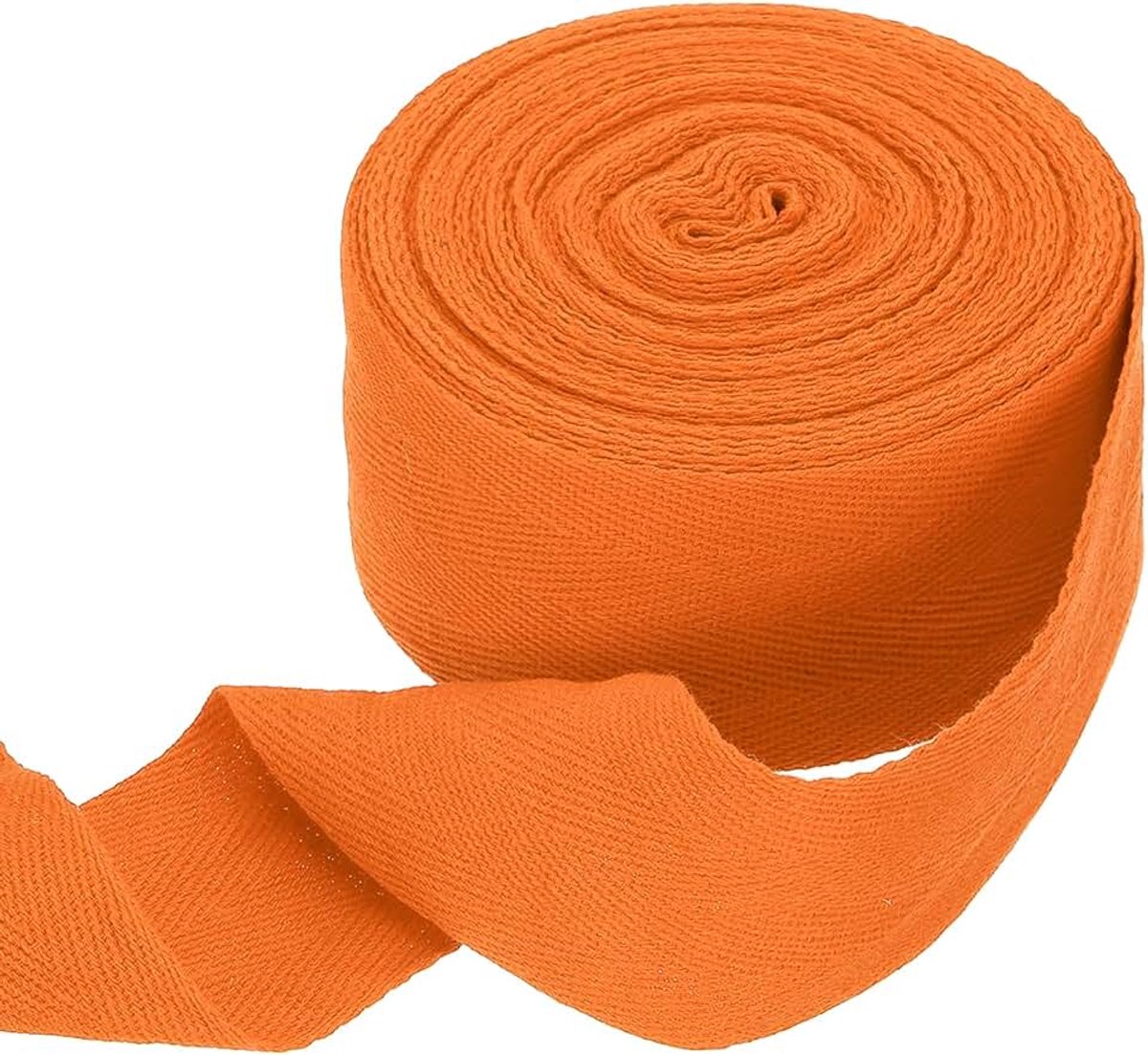 Katoenen lint met visgraatpatroon, 50 mm x 10 meter, biasband om te knutselen, naaien, cadeau, verpakking oranje