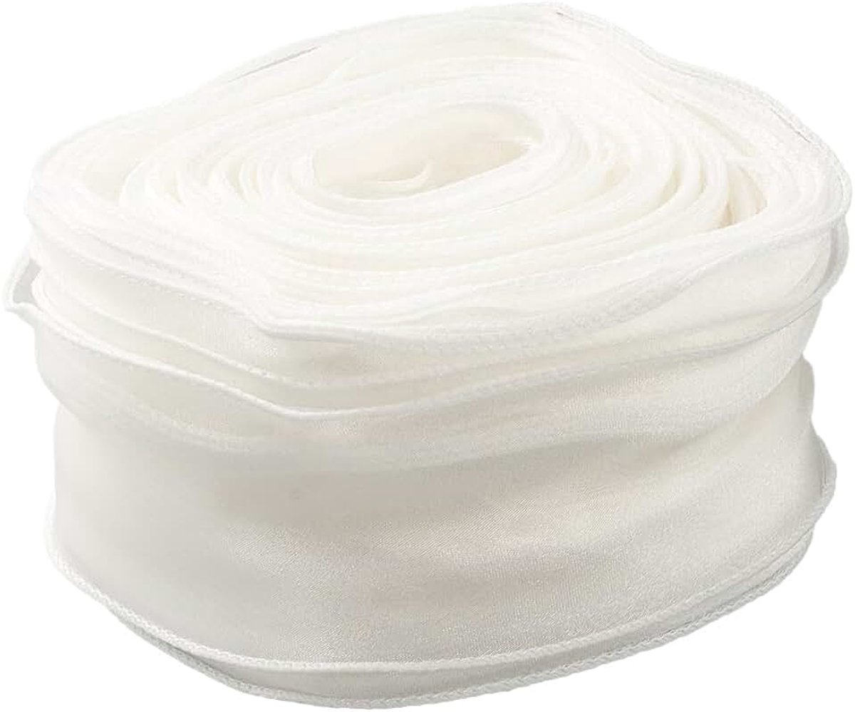 35M 55mm Wit Organza Lint Bruiloft Transparant Chiffon Zijde Chiffon Tule Inpaklint Voor Inpakken Gift Maken Craft Bruiloft Boeket Uitnodigingen Decor Supply