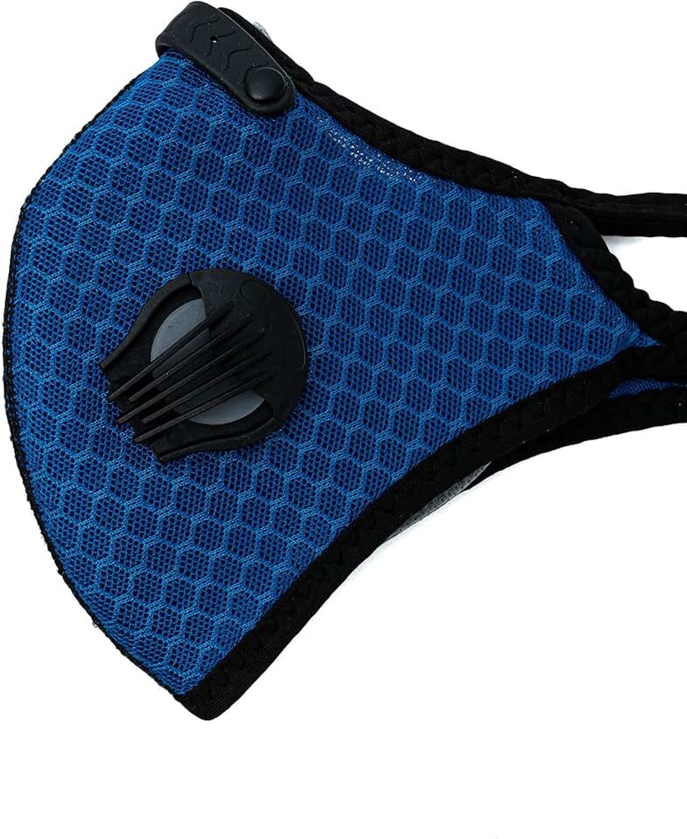 Stofmasker vervangbaar actief koolfilter nylon voor outdoor joggen blauw