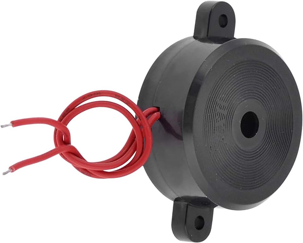 Elektronische zoemer AC 220V x 1 stuk, 2 draden, continu alarmgeluid voor planten en verkeer, [zwart, 105dB]