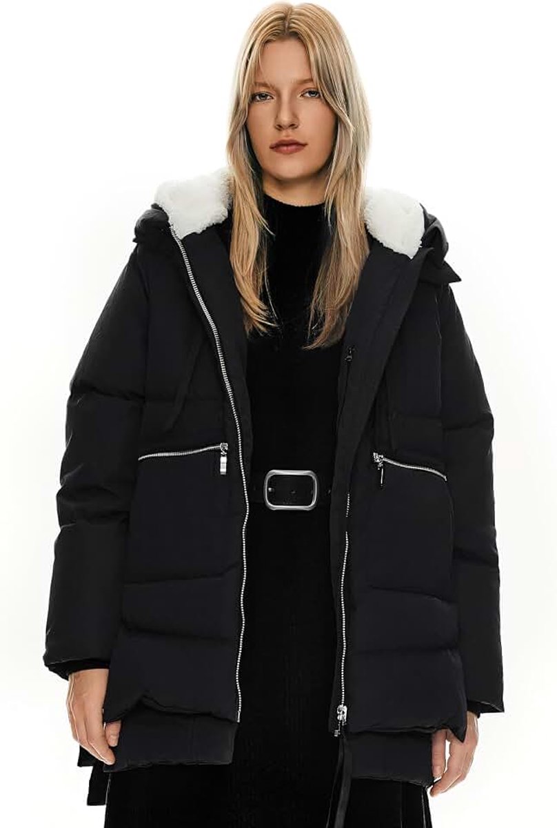 Chaqueta de Plumón Gruesa con Capucha para Mujer
