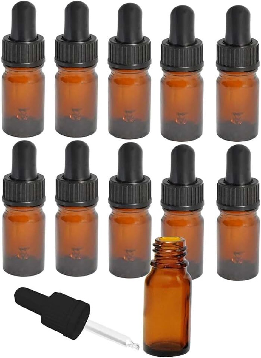 10 x 10 ml medicijnfles met pipet, glazen pipet wit, apothekersfles, pipetfles, Stockbottle 5ml Met pipetglas.