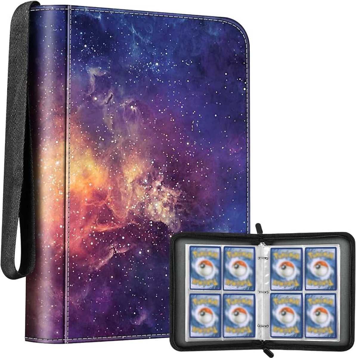 Verzamelkaartenmap, kaartenmap, verzamelhouder, geschikt voor 208 kaarten met 52 hoezen, albummap, draagtas voor TCG, Galaxy