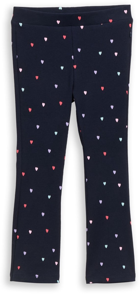 Tom Tailor - Legging met uitlopende pijpen en hartjesprint - Maat 98 - navy colorful heart