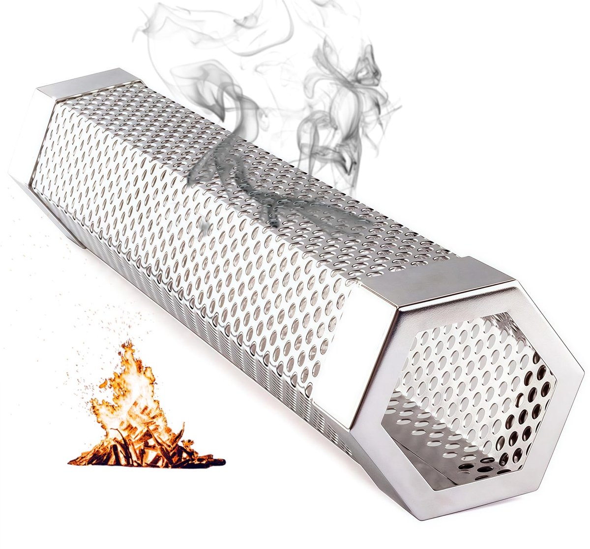 Rookpijp - 30,5 cm (12 inch) voor pelletrokers basisversie zonder accessoires 5 uur warme en koude rookproductie roestvrij staal voor gas houtskoolgrills