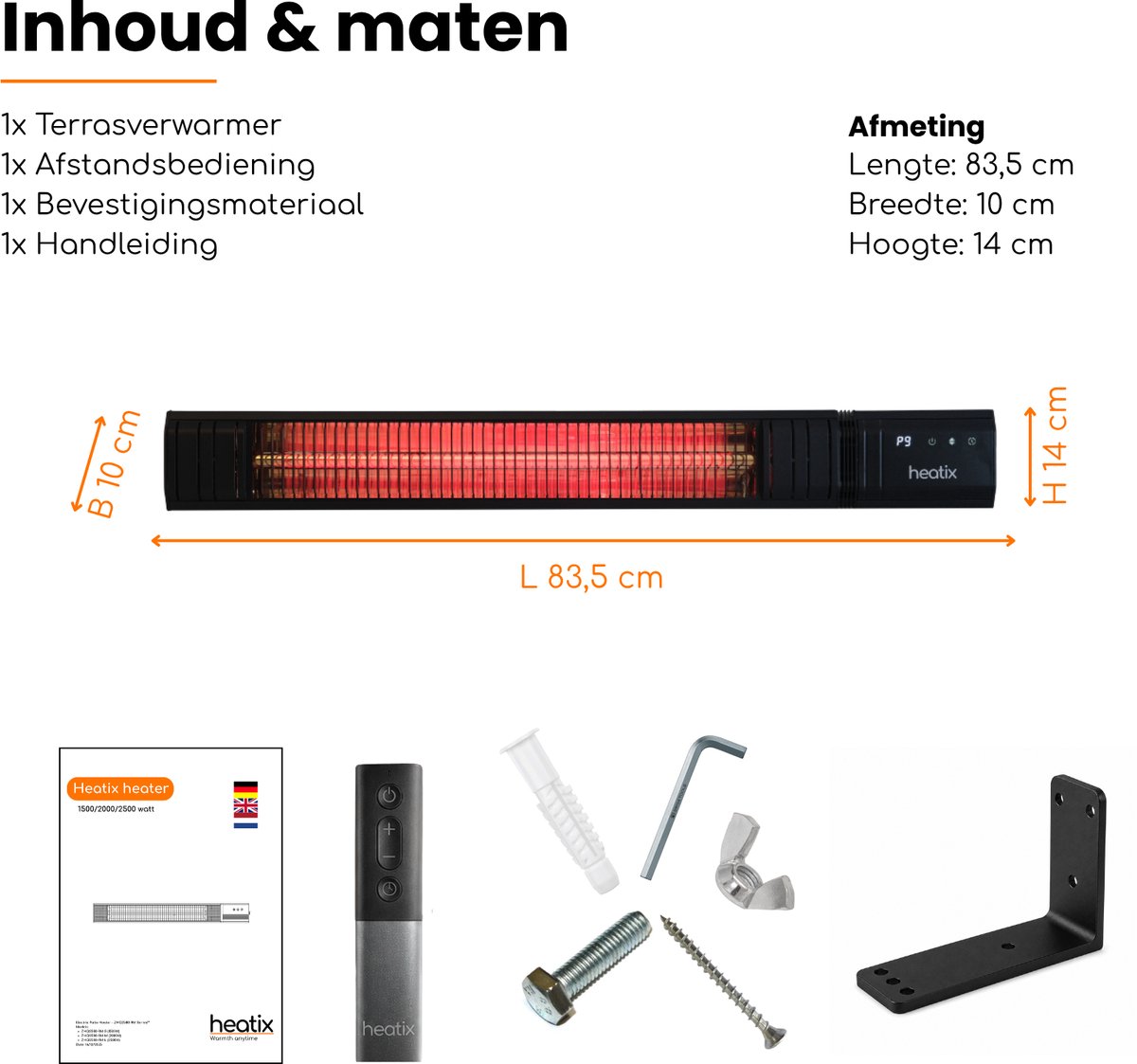 Heatix Smart Golden Shadow Terrasverwarmer – Elektrisch Infrarood Wandmodel – 2500W – App & Afstandsbediening – 9 Warmtestanden – IP65 – foto 5