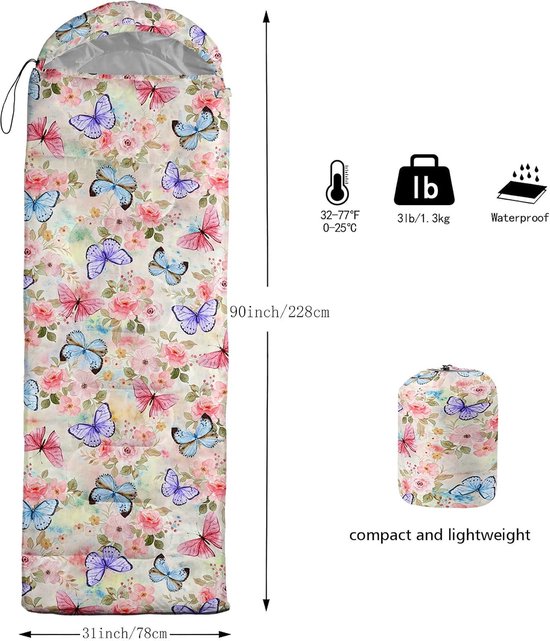 Slaapzak - Kampeerzak - Buiten slapen - Waterdicht en warm - 80 x 230cm - Multicolor — afbeelding 4