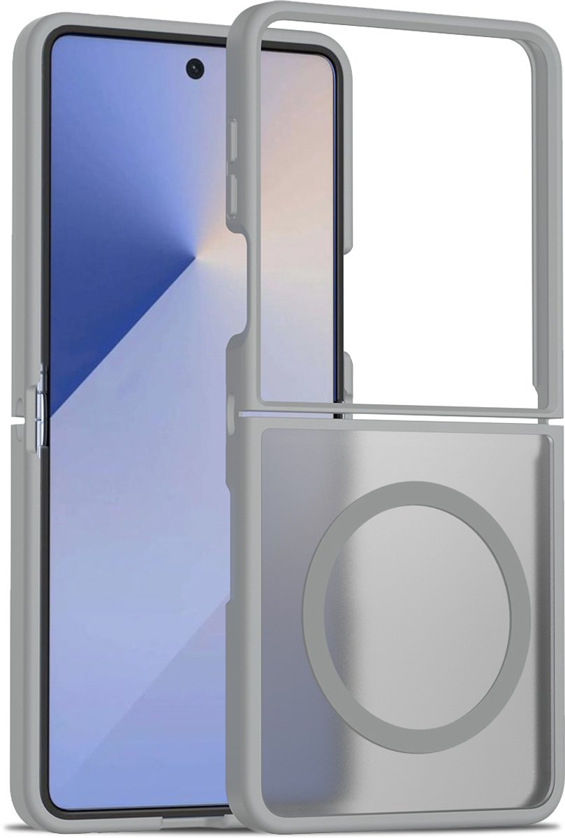 Hoesje Geschikt voor Samsung Galaxy Z Flip 8 - Grijs - Casemania Matte Armor Back Cover - Geschikt voor MagSafe
