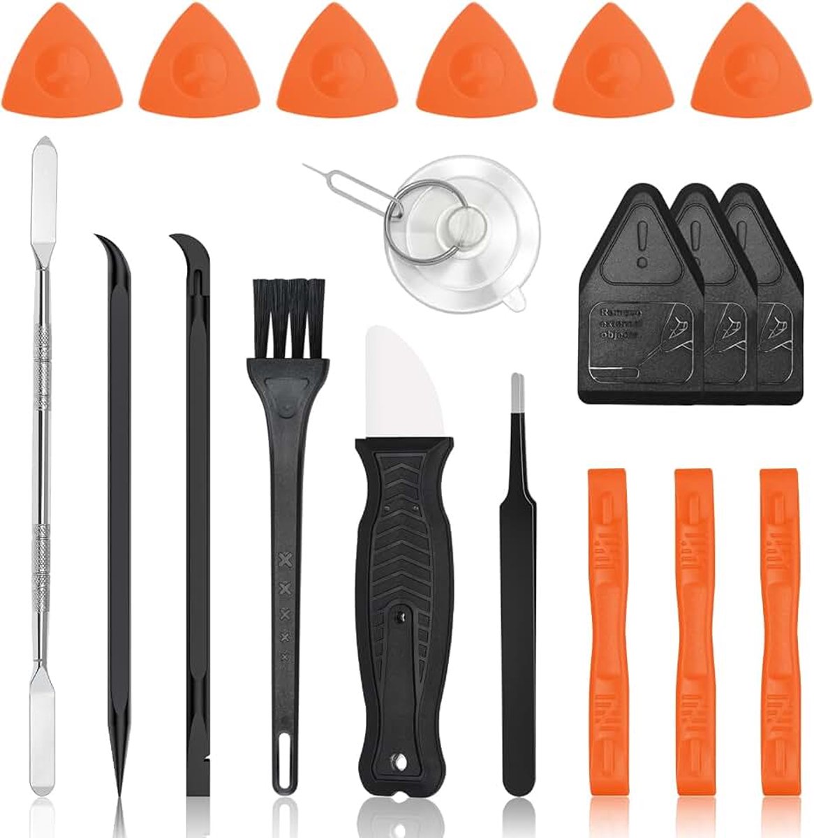 Spudger, plastic gereedschap, openingsgereedschap, ESD-pincet, zuignap, 20 pc koevoetset reparatiegereedschapset voor iPhone/iPad/macbook/ps4/ps5/xbox switch controller, laptop, smartphone