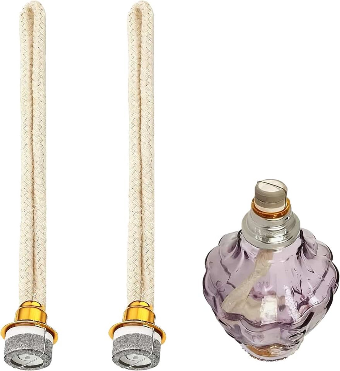 2 stuks lont voor katalytische lampen, 18 mm, reservelont met metalen ring voor katalytische branders, ideaal voor aromatherapie en luchtreiniging thuis of op kantoor, 144 mm, verguld