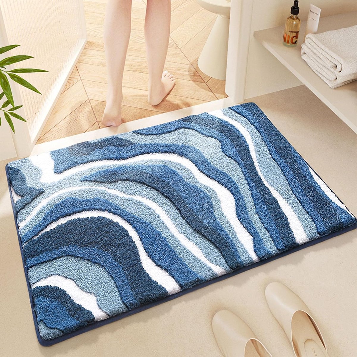 Badkamermat – Badmat - Zacht & absorberend – Zeer absorberend – Antislip – 50 x 80 cm – Machinewasbaar – Blauw