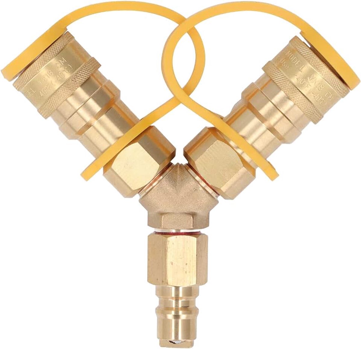 3/8 Inch NPT Gas Y-splitter met Snelkoppeling, Messing Rubberen Connector, Veilige Prestaties voor Meerdere Apparaten, Eenvoudige Bediening, Brede Toepassing voor Grills, Generatoren
