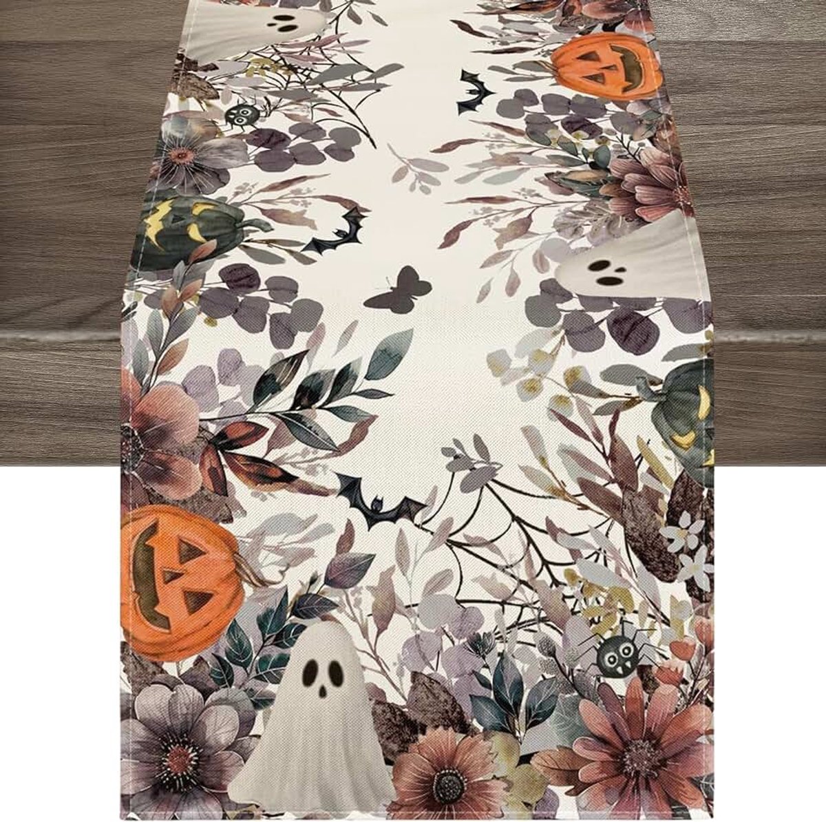 Tafelloper, pompoenen, tafelloper, Halloween tafeldecoratie, tafellinnen, voor Halloween, tafeldecoratie, seizoensgebonden herfst, tafeldecoratie voor thuis, feest, diner, 33 x 183 cm (B)