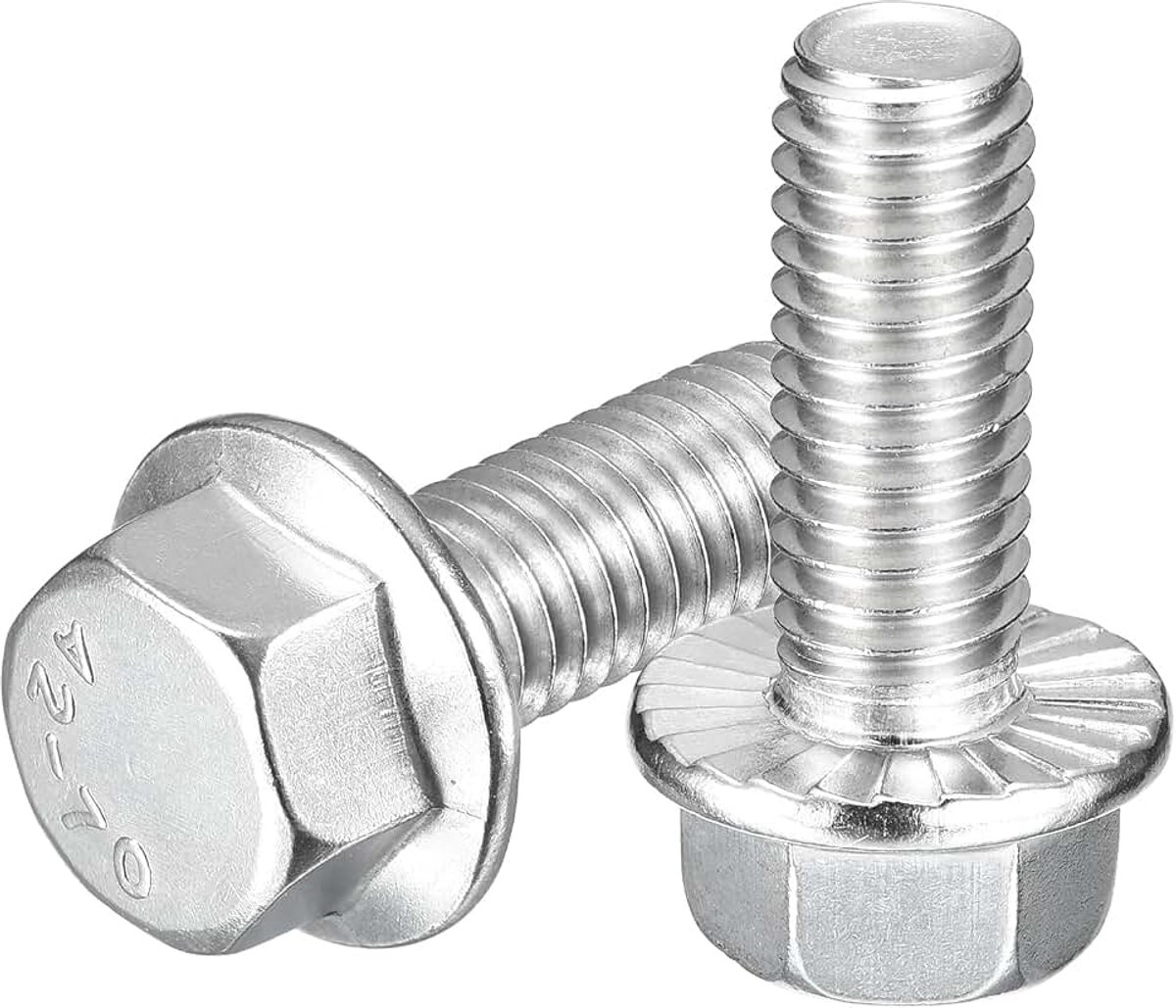 10 stuks 3/8-16 x 1" zeskantschroeven met flenskop, 304 roestvrij stalen zeskantschroeven, zeskantige aandrijfschroeven, 5,8 klasse voor machineindustrie, huishoudelijke apparaten, zilver