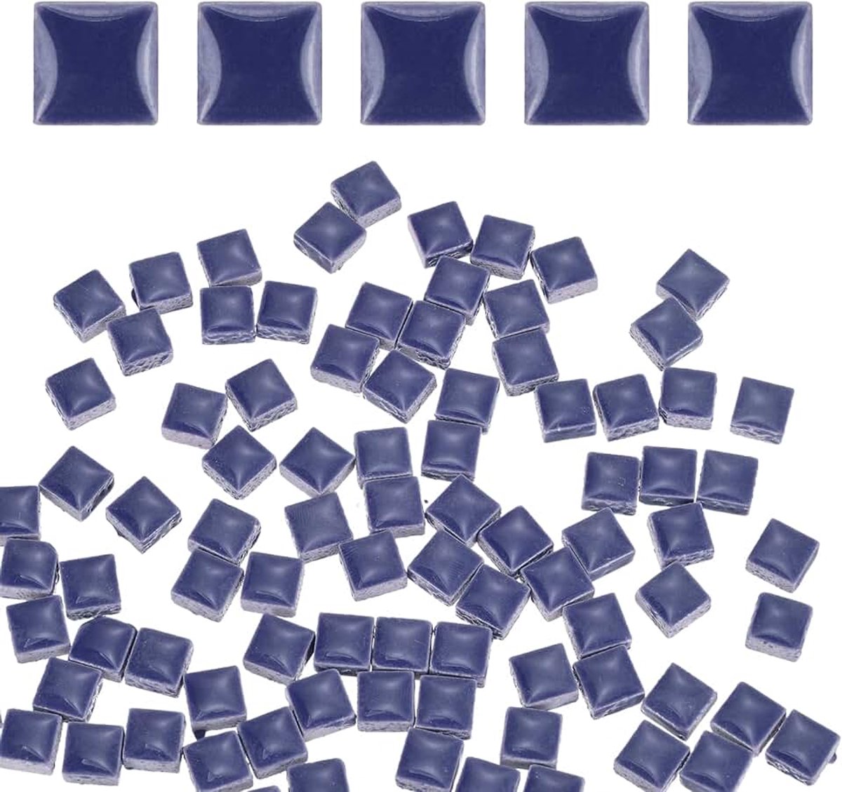 Mozaïektegels voor knutselwerk 0,44 LB vierkant geglazuurd, 0,4 x 0,4 inch donkerblauwe keramische mozaïekstukken tegels groothandel voor DIY beeld sieraden kunst decoratie geschenken