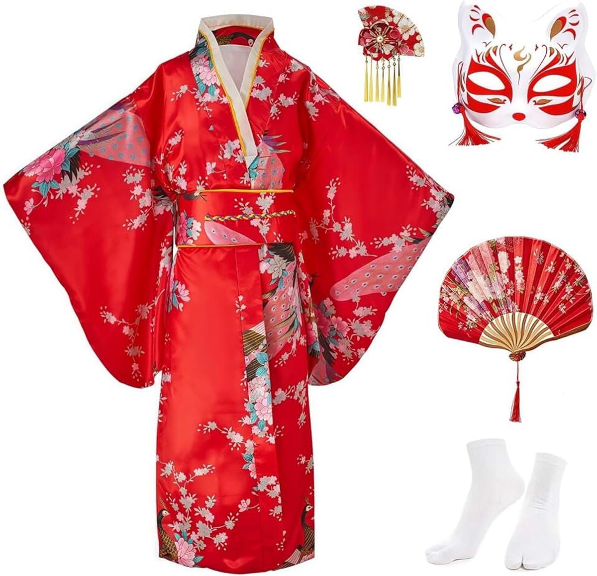 Kimono, vintage vintage meisjeskimono, traditionele kleding, zijden stof, robe, bruiloftskleding, party, performance jurk
