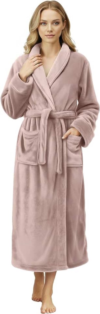 Threads Luxe Jurkenjurk voor Vrouwen Super Soft Fleece Badjas Gezellige Sjaalkraag Loungewear en Nachtkleding