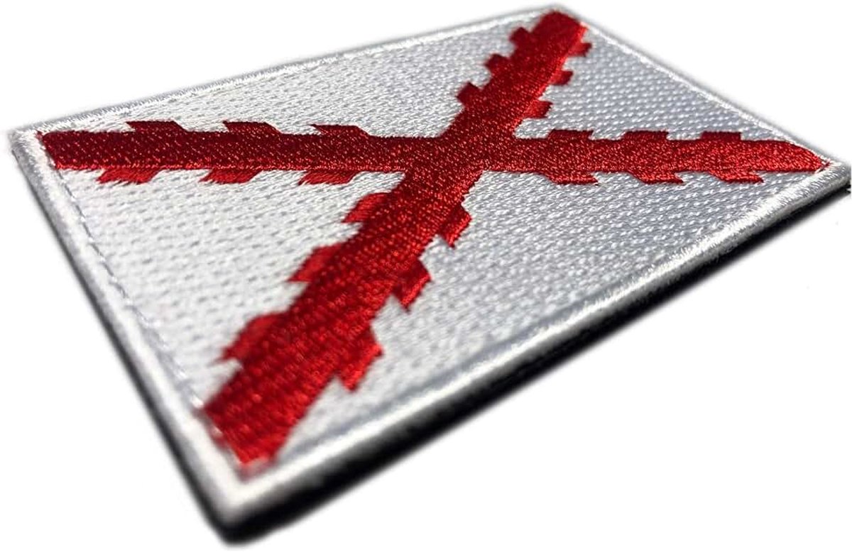 Kreuz de Burgund, bestickter Aufnäher mit Klettverschluss, besticktes Wappen, Motorrad-Aufnäher, Militär-Aufnäher, bestickt, Flagge des spanischen Imperiums, 80 x 50 mm