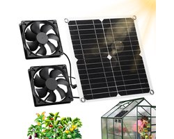 Ventilator - Afzuigventilator - Zonne-energie Ventilator - Ventilatie Voor Kassen - 12W Paneel - 2 Stuks - 280x280 mm - Waterdicht IP65 - Voor Kippenhok Schuur en Kas - Buitenlucht