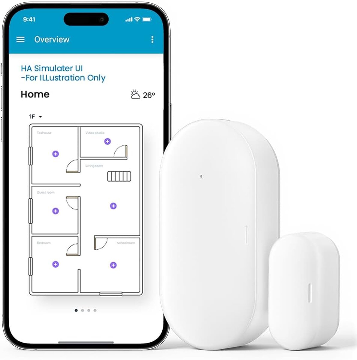 Deur- en raamsensor, Vereist Zigbee Hub, Wireless Mini, Smart Home Automation, Batterij Inbegrepen, Compatibel met Home Assistant, Alexa