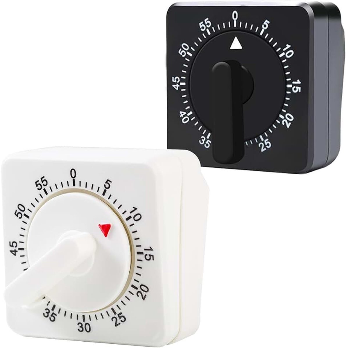 Keukenwekker, 2 stuks, korte tijdwekker, keuken, keukenwekker met luid alarm, eierwekker, 60 minuten, korte timer voor keuken en leren