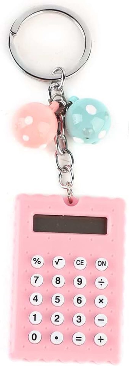 Calculator, Pocket Mini Koekjes Vorm Elektronische Calculator 8 Cijfers met Mooie Sleutelgesp voor Kinderen en Kind Studenten (roze)