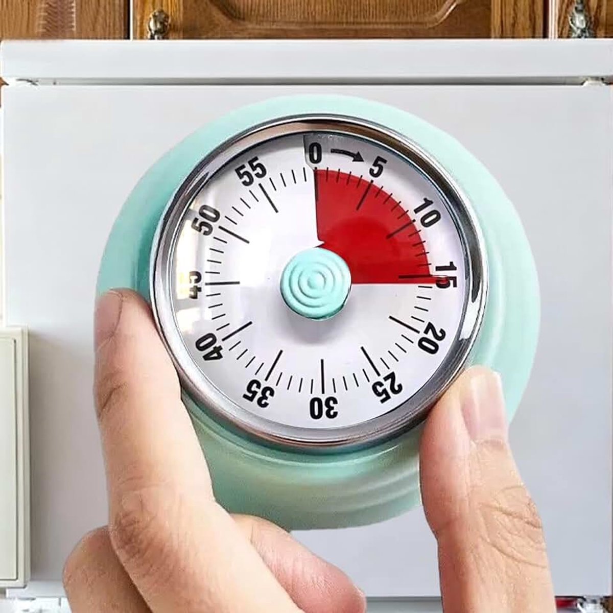 Keukenwekker, mechanische magnetische visuele afteltimer met luid 72dB alarm, 60 minuten roterend roestvrij staal ABS voor koken, klaslokaal, fitness, kantoor