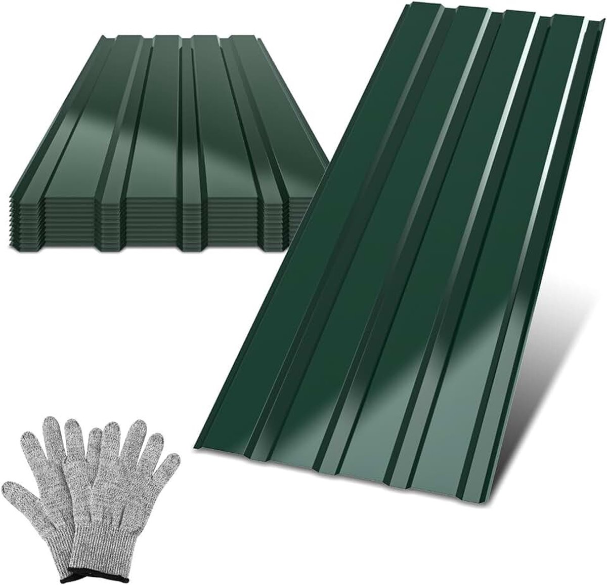 Trapeziumplaat, 12 stuks, 129 cm x 46 cm, 7 m² golfplaten, dakplaten, weerbestendig, roestbestendig, verzinkt staal, 0,25 mm, incl. montagehandschoenen, groen