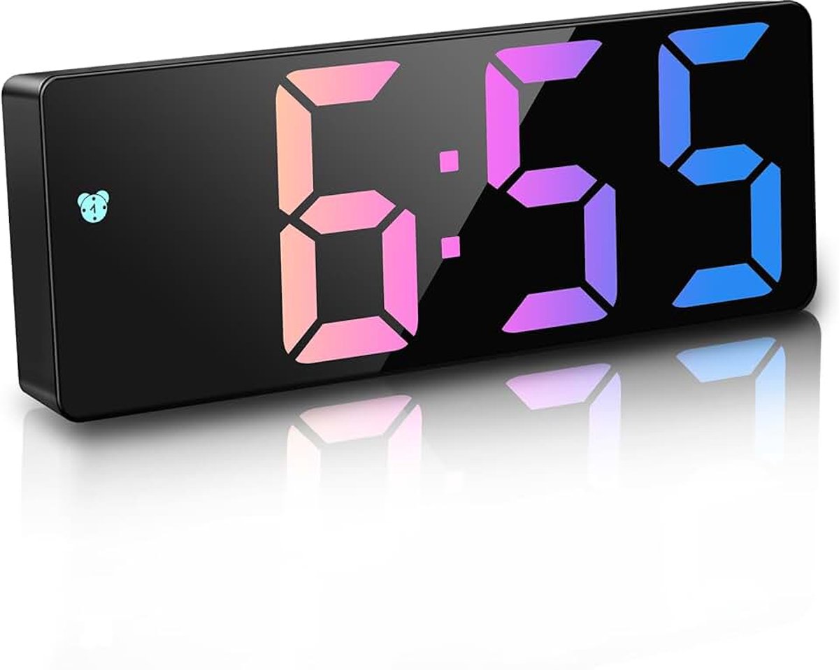 Digitale wekker op batterijen, LED-reiswekkers naast netvoeding, tikt niet met sluimertemperatuur datum tijd helderheid instelbaar voor kinderen en volwassenen (kleurrijk2)