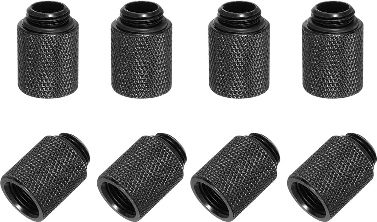 Stekker naar bus verlengadapter G1/4 x 20 mm voor pc waterkoeling zwart 8 stuks