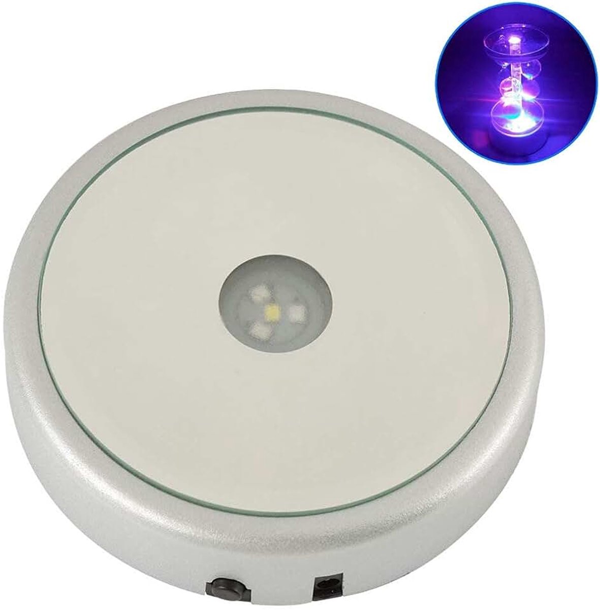 Light Display Base, USB of batterij aangedreven lichtsokkel onderzetter, 7 kleuren veranderende lichten tentoonstellingsstandaard lampvoet voor kristallen huishoudtextiel en glaskunst (4 LED's,