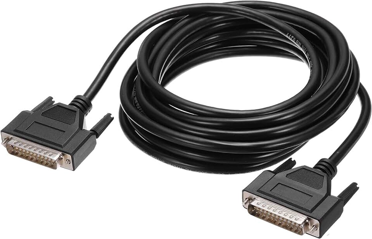 DB25 Seriële kabel, 28 AWG aluminiumfolie, afgeschermde DB25-stekker naar stekker, rechte seriële kabel voor gegevenscommunicatie, 3 m