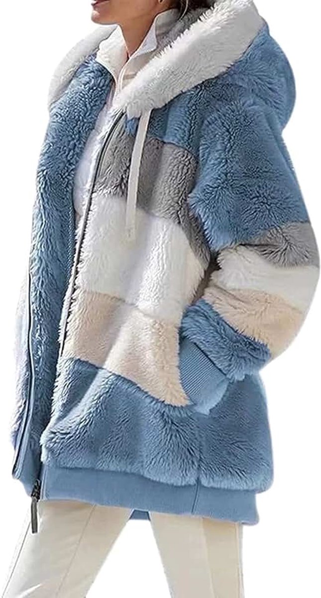 Dames Fleecejas met Capuchon Pluche Winterjas Warme Hoodie Pullover Modieuze Oversized Jack voor Herfst Winter Dagelijks Gebruik