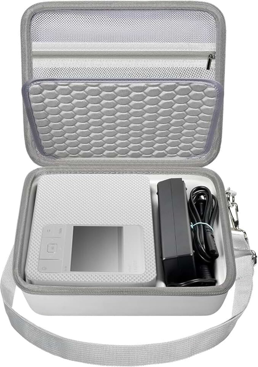 Fotoprintertas voor Canon SELPHY CP1500/CP1300/CP1200 (draadloos), opslag van accessoires, papier, inkt, batterij, ideaal voor reizen, binnen en buiten, alleen doos, wit