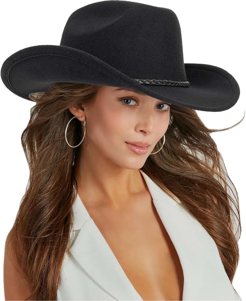 Cowboyhoed voor mannen en vrouwen, klassieke oprolbare Fedora-hoed Panamahoed