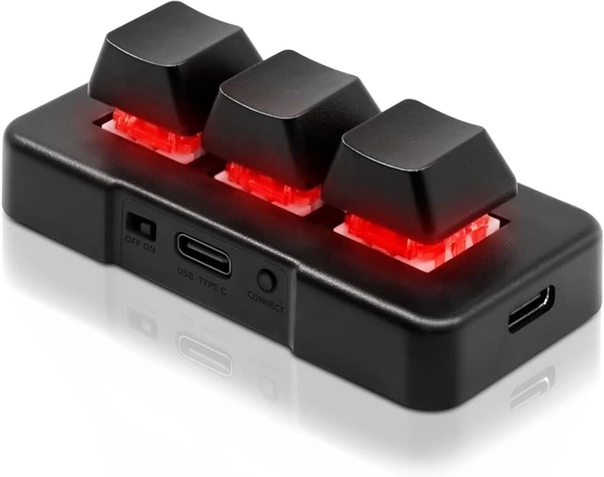 3 toetsen, draadloos, USB, 2-in-1, mechanisch gamingtoetsenbord, Hot Key, gepersonaliseerd programma met RGB-led, voor gaming, OSU, kantoor, werk