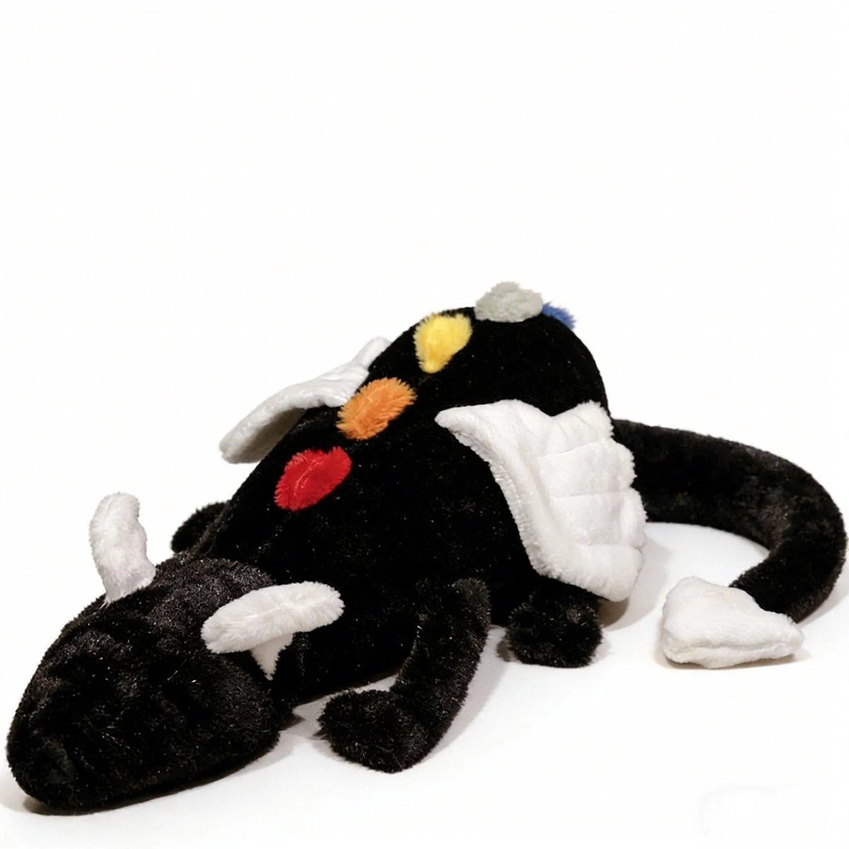 Casalora Pluche Knuffel – Draakkussen Drake Knuffel – 50 cm – Sknuffel Dino Speelgoed – Regenboog Zwart